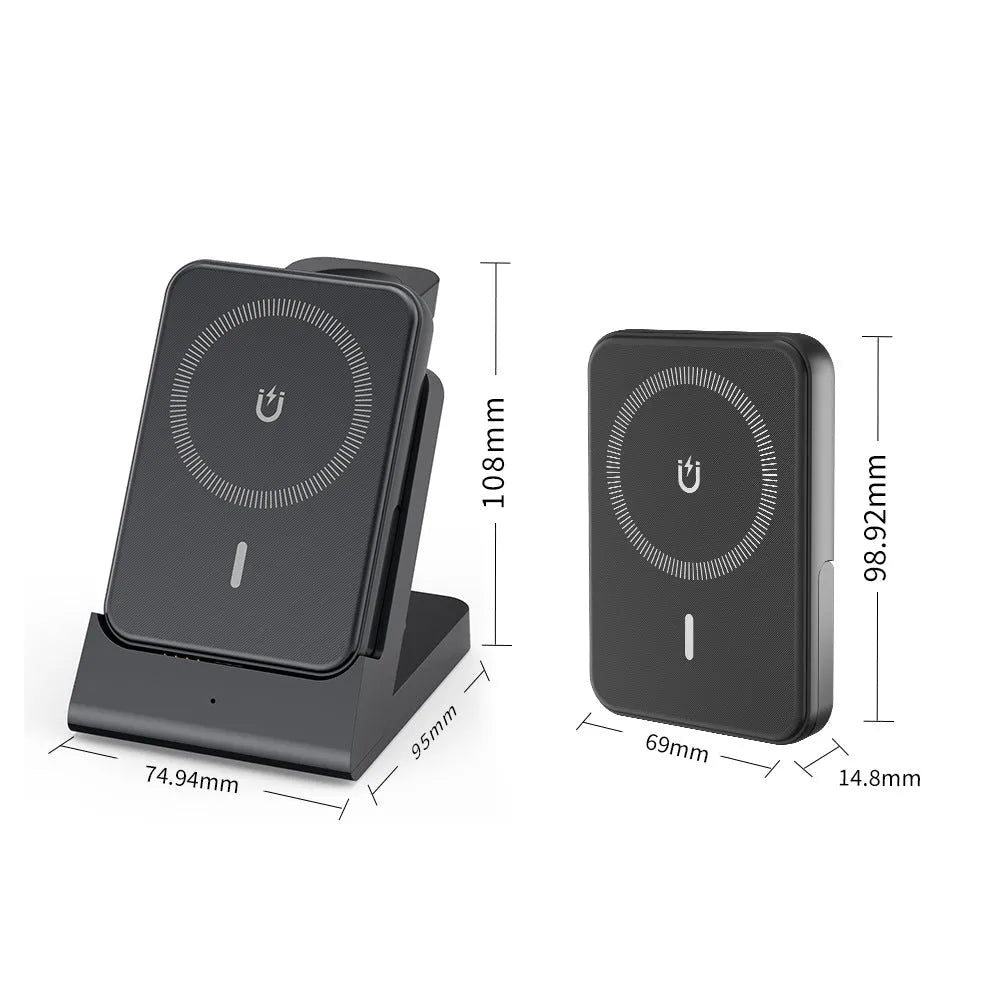 Multifunctional detachable four-in-one wireless charger with 5000mAh power bank, white colour, charging iPhone and Apple iWatch
