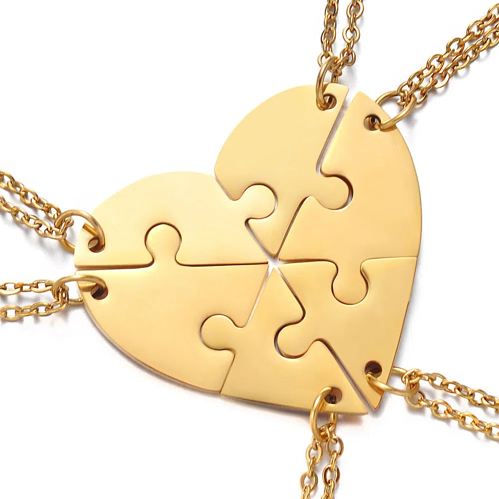 Stainless steel combination heart necklace with 36x40mm pendant, 50+5cm chain, gold rose gold or silver finish