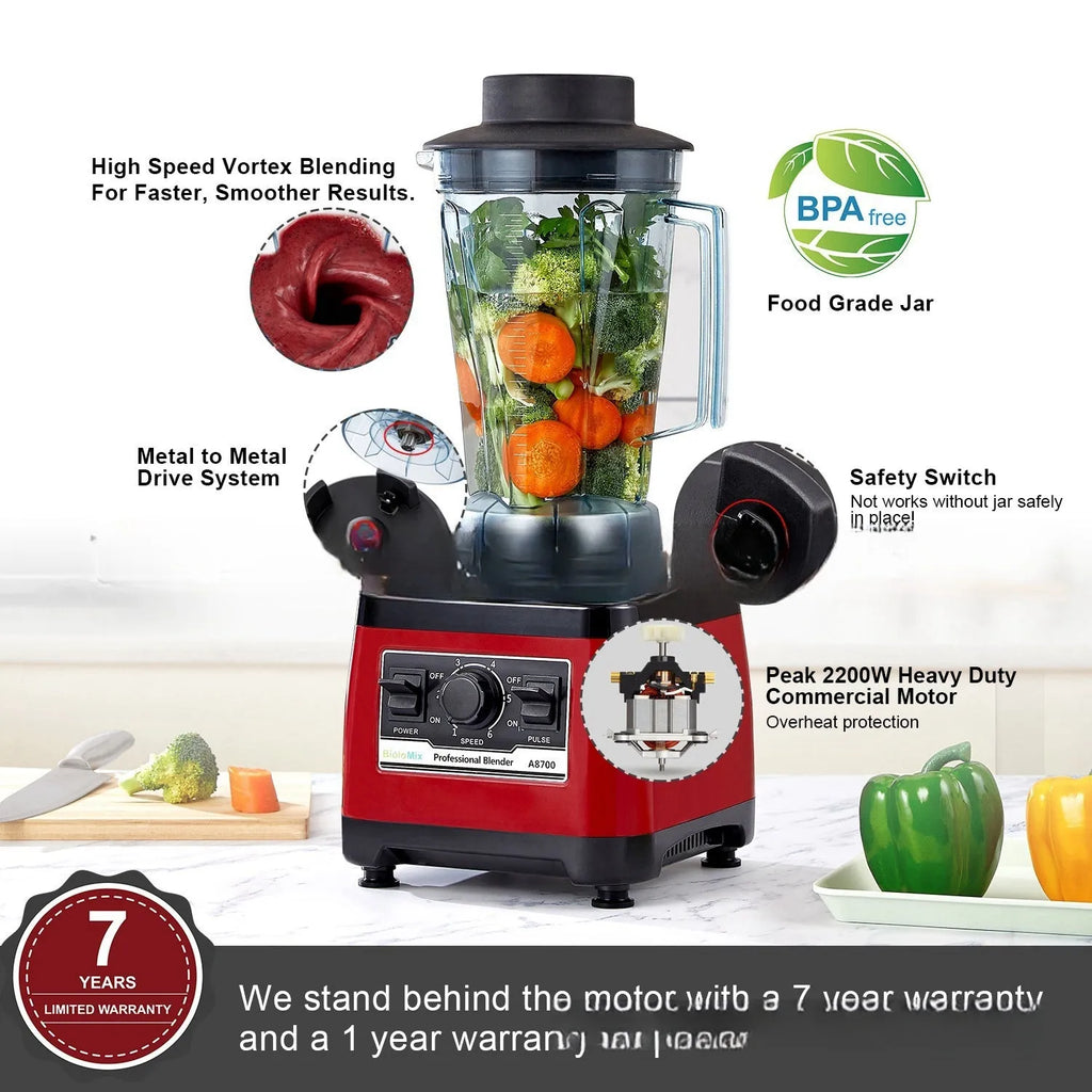 Red A8700 industrial commercial blender with 2-litre jug and 2200W motor.