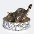 Extra large round white corrugated paper cat scratching board 42x42x10cm with a nest shape on the floor
