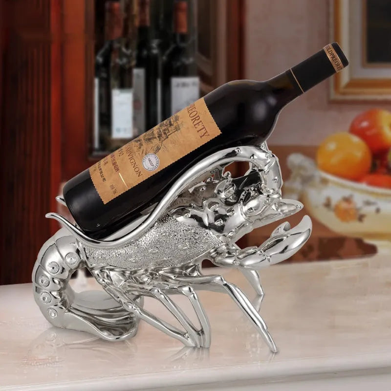 Lobster-shaped wine rack ornament in rose gold or silver resin and plastic decorative craft