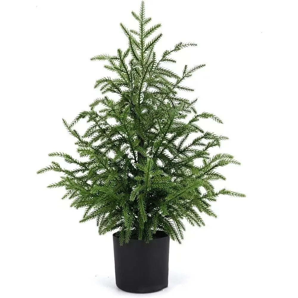 60cm Norfolk Pine Christmas Tree in black flower pot, PE moving fork branches, front door decoration