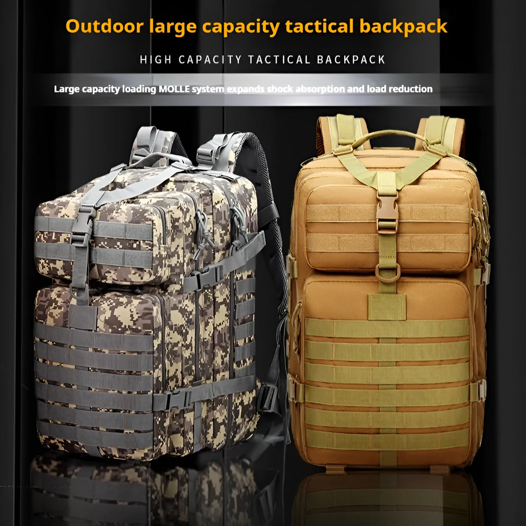 Outdoor army camouflage multi-functional backpack in Jungle Camouflage pattern with Oxford cloth material and 36-55L capacity