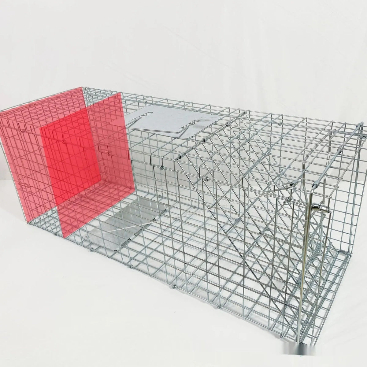 Fully automatic foldable steel cat trap cage in galvanised or black finish, sizes 60x20x18cm, 65x26x23cm, 80x32x28cm