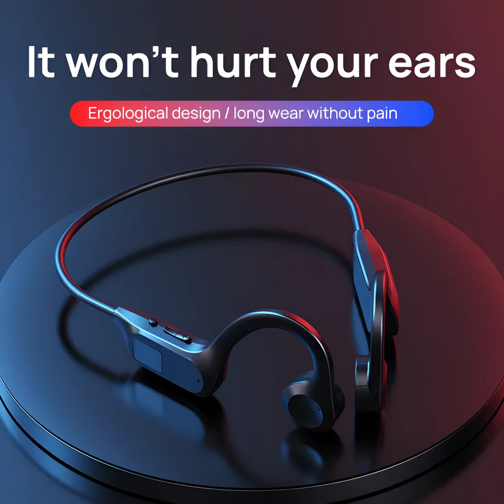 New Air Conduction Bluetooth Headset IPX7 waterproof open ear hanging clip style in KS 15 Black