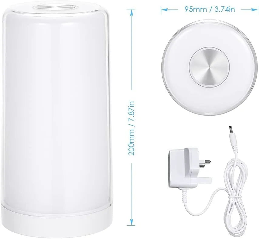 Smart touch sensing LED table lamp with acrylic lampshade, compact 125mm square base, USB powered, modern simple style