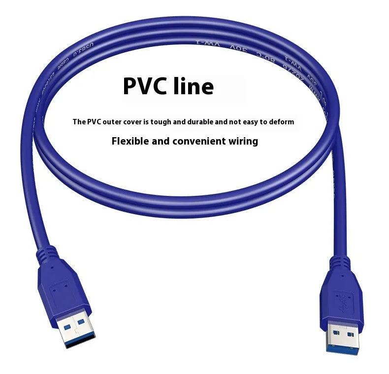 USB 3.0 A Male to A Male data cable for external hard drive enclosures with nickel-plated connectors.
