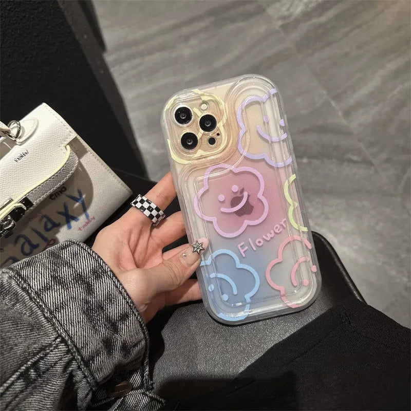 Halo dyed sun flower TPU rear cover phone case for Apple iPhone 11 to 14 Pro Max in picture colour