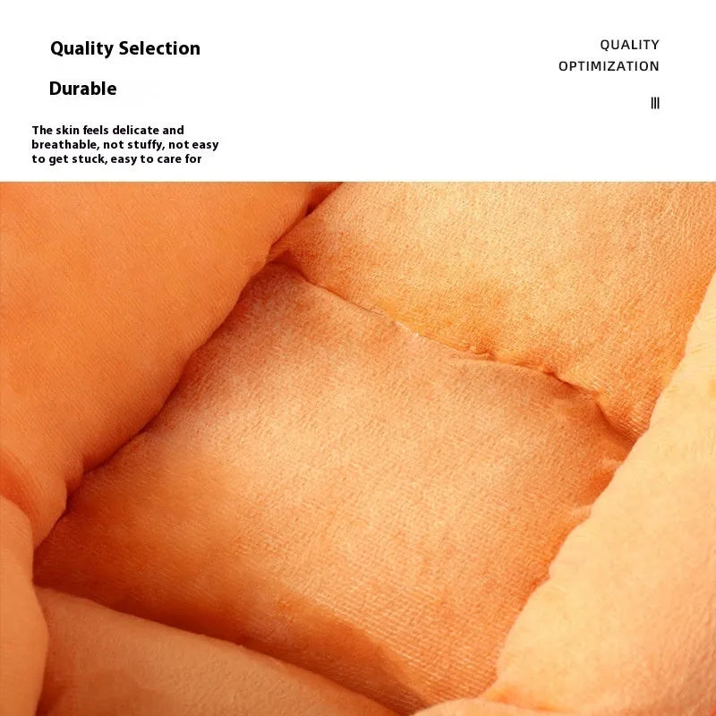 Reversible carrot-print cloth pet mat for dogs, shown in medium and large sizes.