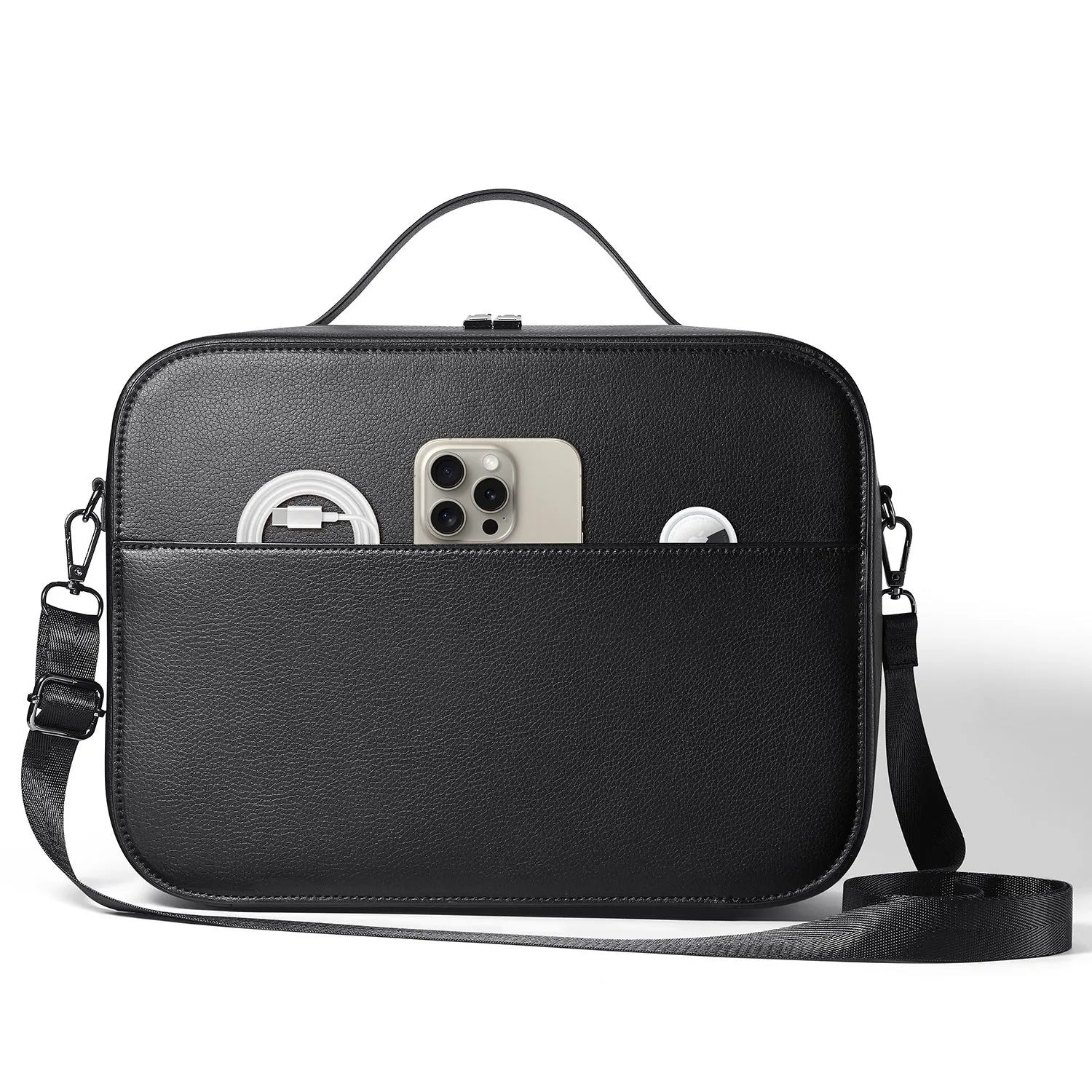 Black superfiber storage box for Apple Vision Pro MR glasses measuring 32.5x24.5x11.5 cm