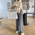 Women's high waist wide-leg knitted trousers in straight-leg design for autumn winter wear