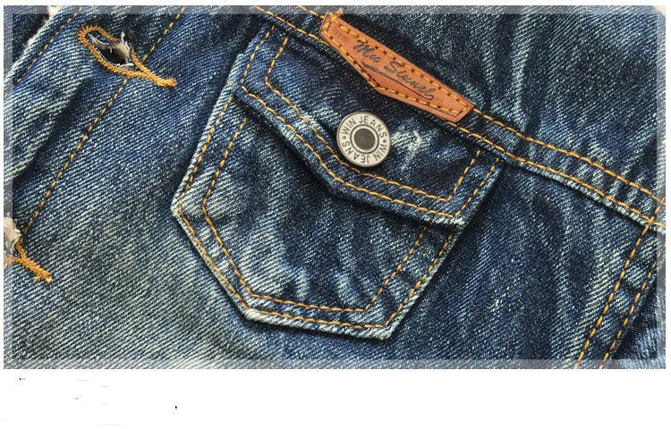 Children's baby thickened fleece-lined Korean style denim jacket with fur collar in denim colour, size 110 cm