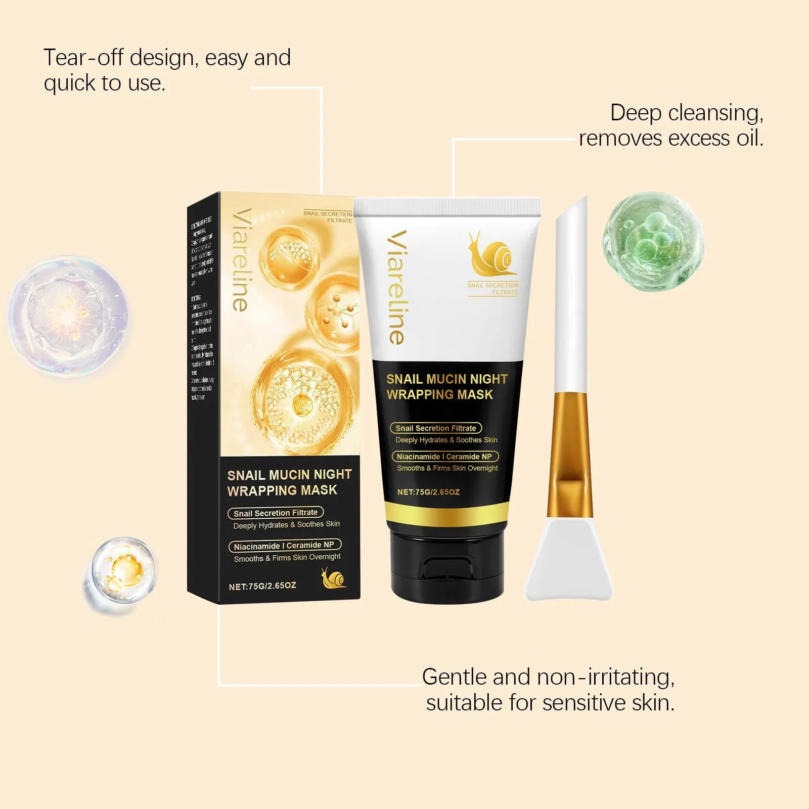 Turmeric Sleep Mask 120g jar with application brush for overnight facial treatment