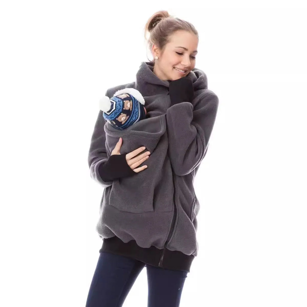 Red loose polar fleece sweater for women with long sleeves