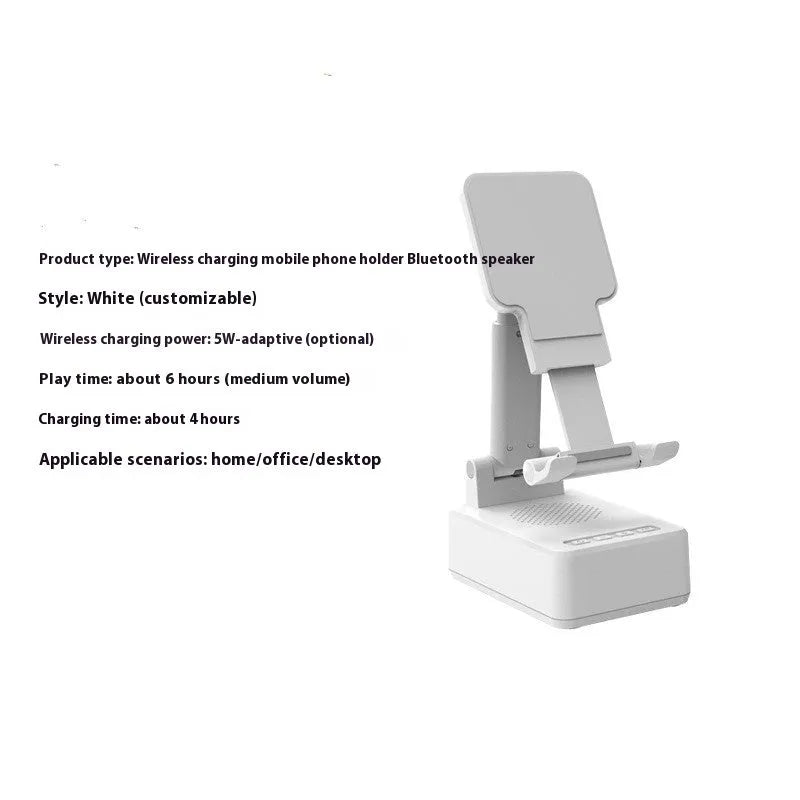Creative three-in-one wireless charging mobile phone holder stand in black plastic, upright design, 15W or 5W models
