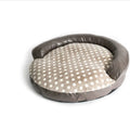 Large cloth dog bed mat in dot style khaki colour, 124 cm length, for indoor kennel use
