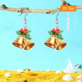 Pair of acrylic bell earrings in Christmas style for unisex wear
