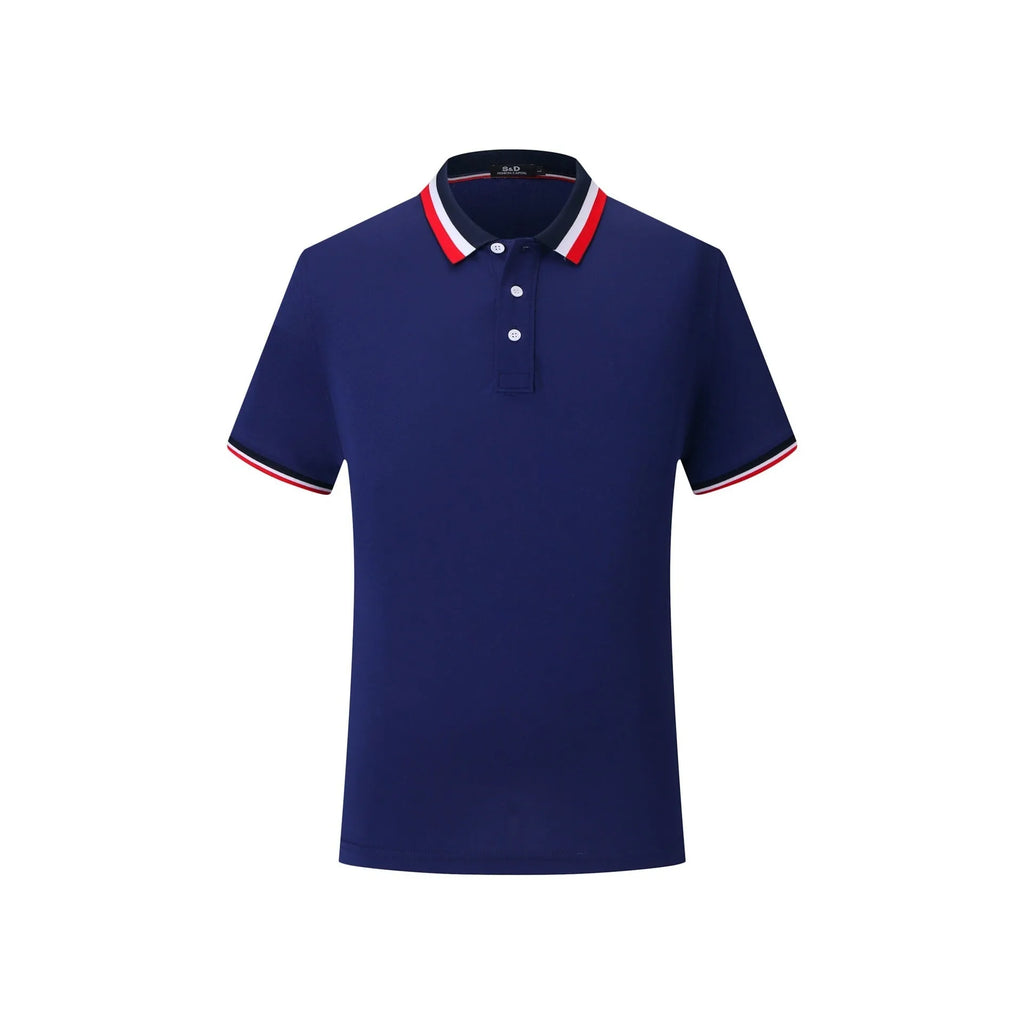 Men's cotton lapel short sleeve work t-shirt in solid colour with collar, front view