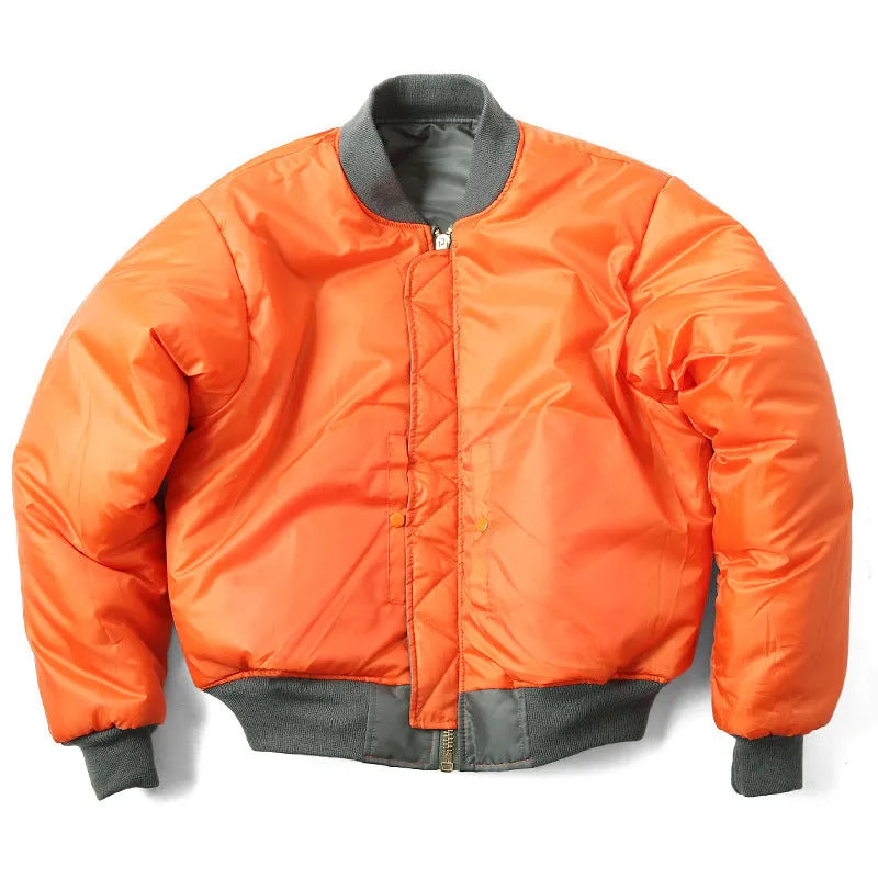 Men's American workwear-style cotton-padded nylon jacket in Army Green colour, loose fit.