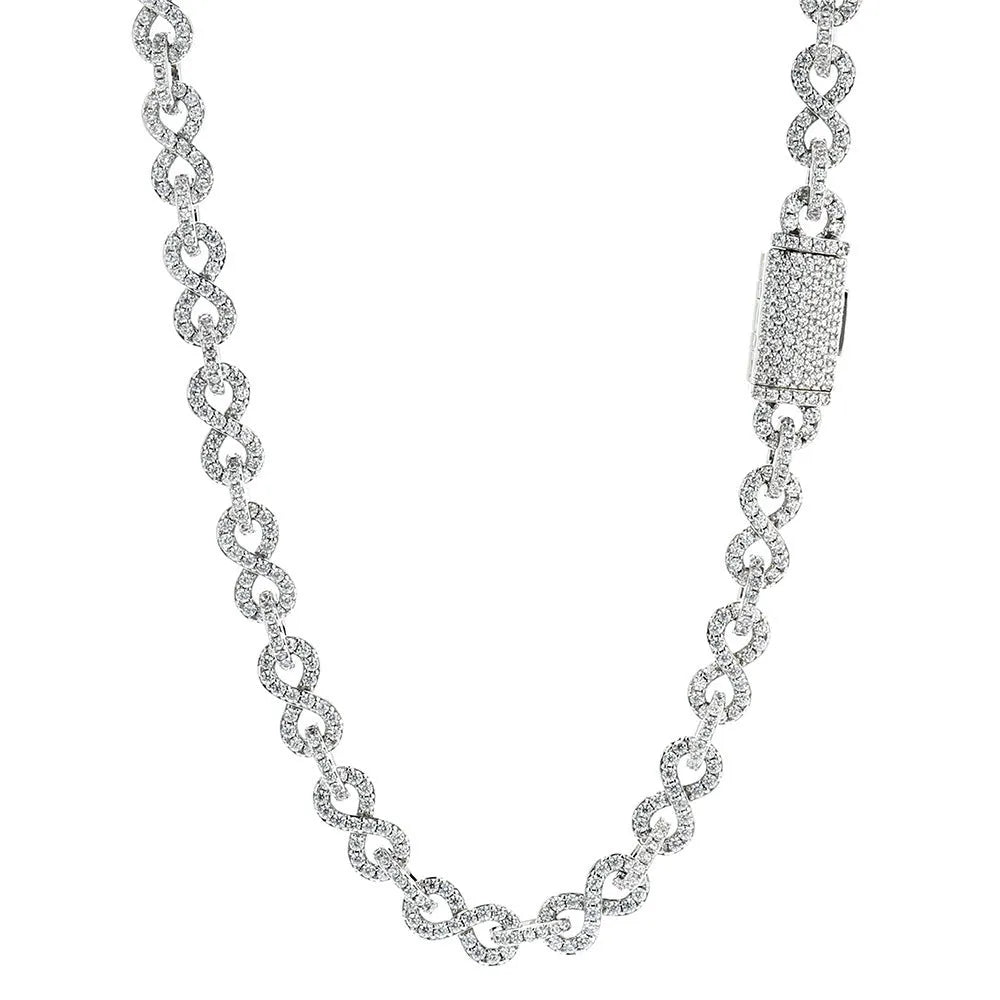 Platinum copper men's chain necklace and bracelet set with 8mm width on neutral background