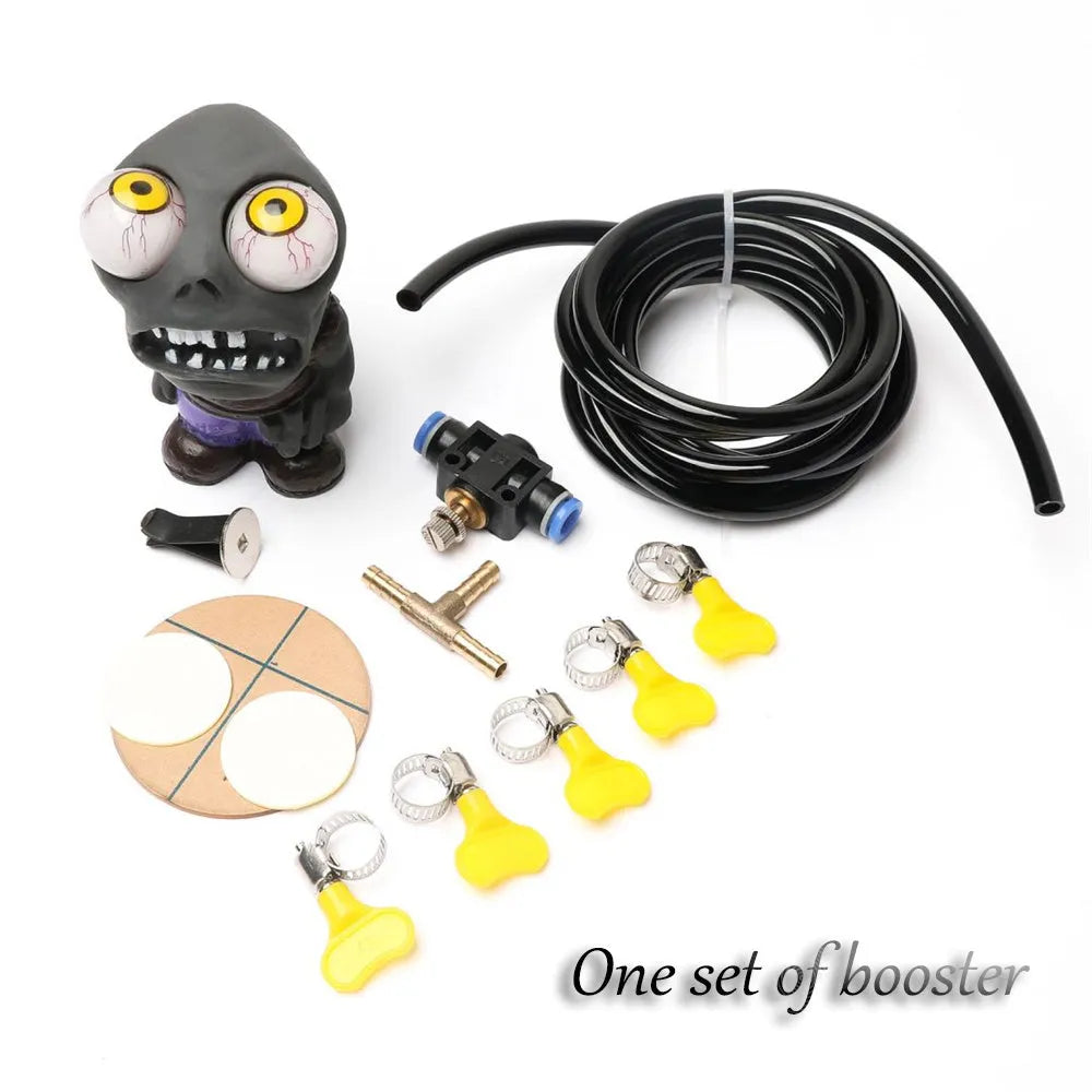 Turbo car boost eye zombie doll ornament kit with valve and copper fittings.