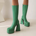 Women's black high ankle casual boots with an artificial PU upper, shown from the side.