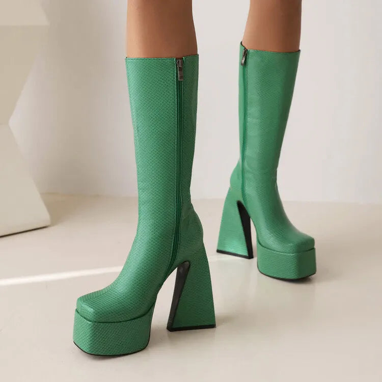 Women's black high ankle casual boots with an artificial PU upper, shown from the side.