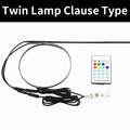 110 cm long aluminium alloy car ambience light strip with remote control on a car dashboard.