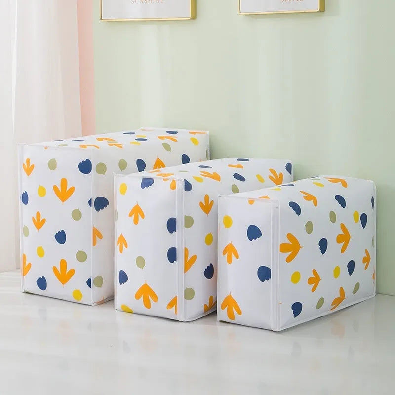 PEVA dustproof quilt storage bag with cube shape, available in small medium or large sizes