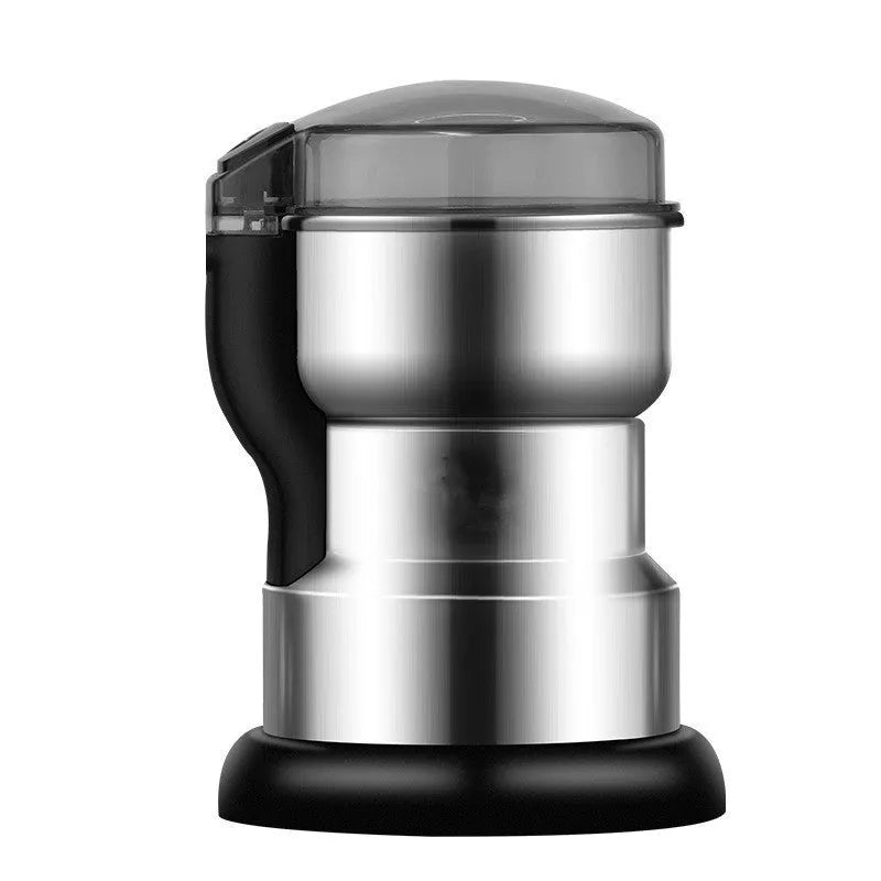 Electric domestic flour mill with stainless steel body, compact 13x21 cm size, and 1-3 litre capacity