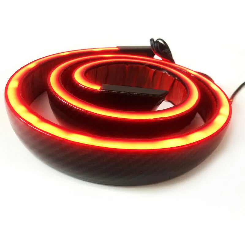 Car trunk roof wing LED brake light in ABS, 130x35x19mm, 12V 5W, carbon fibre pattern or pure black