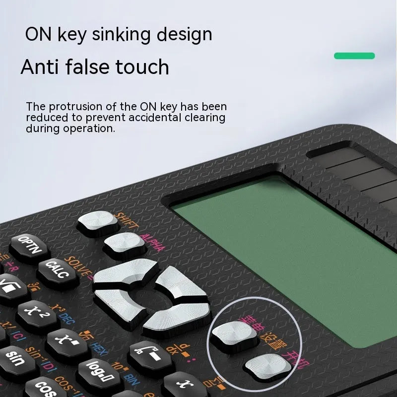 Black 2 in 1 foldable scientific calculator with handwriting LCD notepad on a desk
