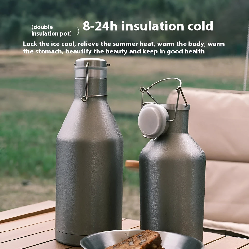 Stainless steel outdoor thermal pot with secure lid and large capacity design