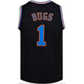 Space Movie embroidery retro basketball tank top in black colour option front view