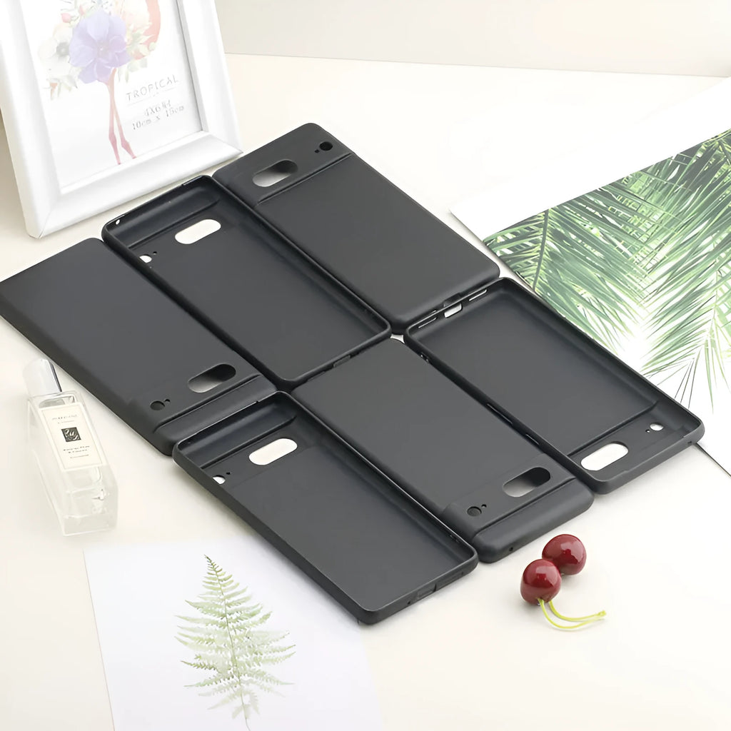 Frosted TPU phone case for Google Pixel, black matte finish with fine holes and drop-resistant material
