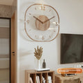 35cm square transparent wooden frame wall clock with modern design