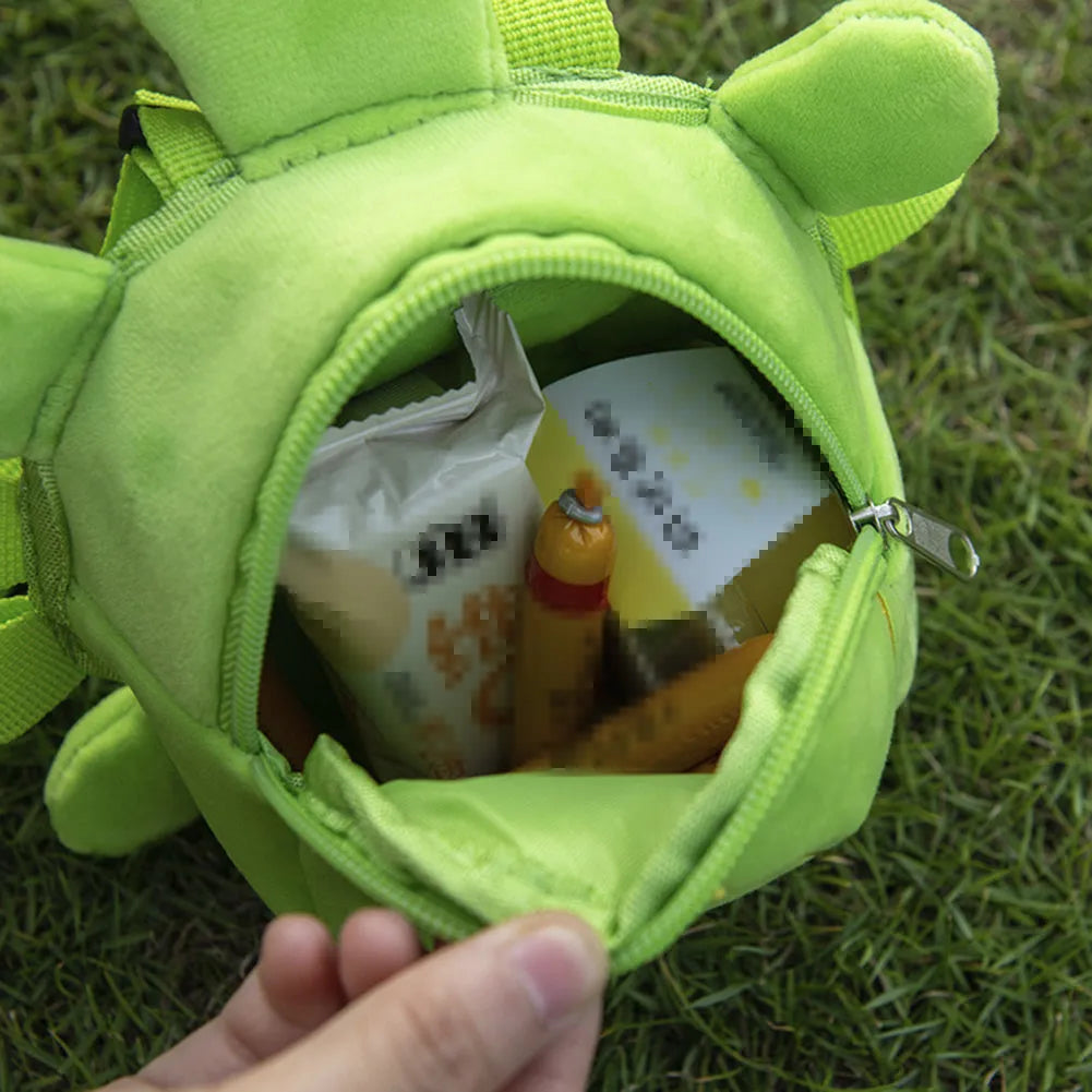 Turtle-shaped velvet dog backpack with integrated harness vest in brown colour.