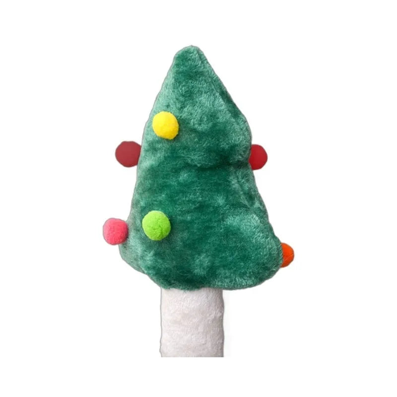 Cat scratching post with integrated toy in Christmas colours made from density plate