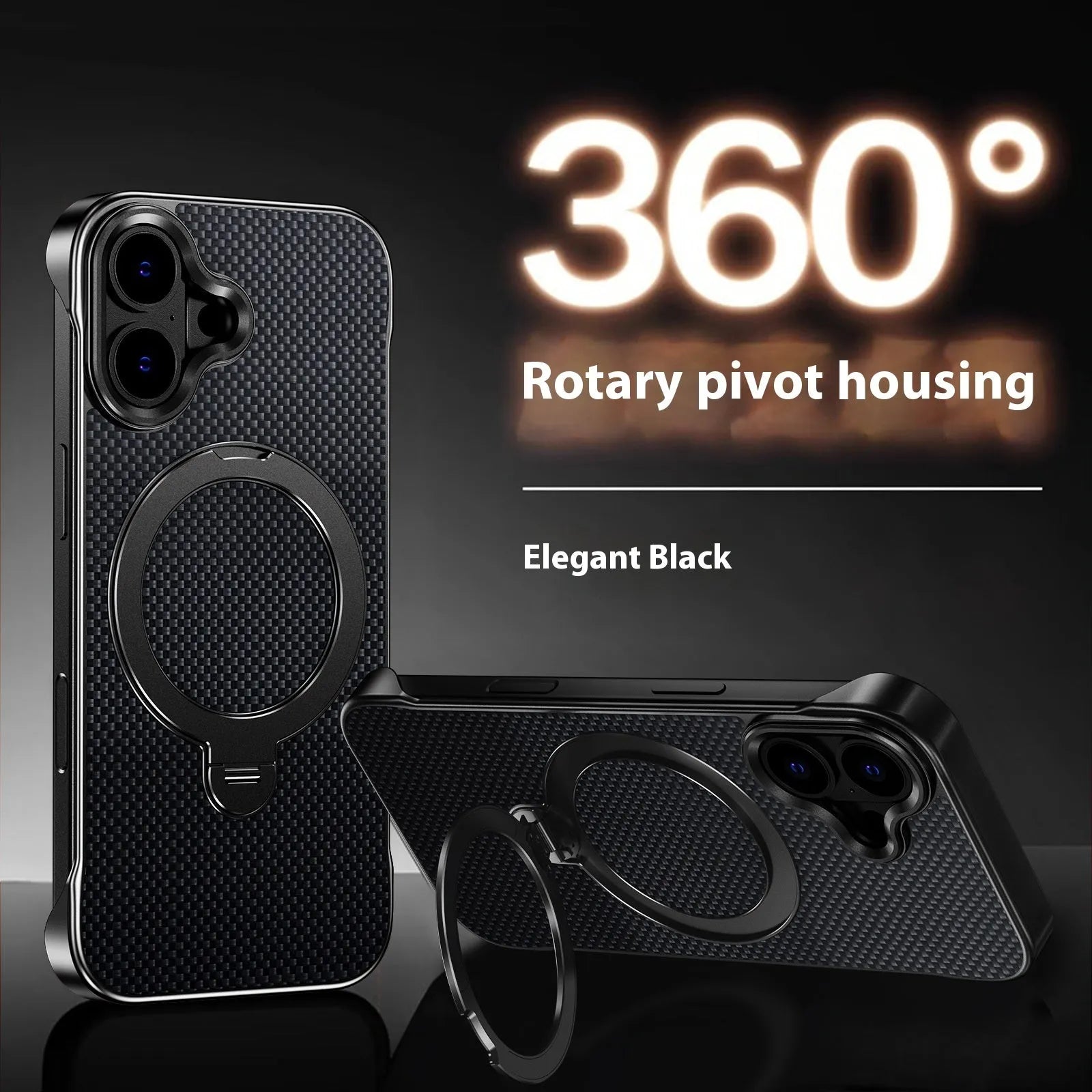 Aramid fibre frameless phone case with aluminium alloy frame, built-in bracket, and magnetic suction for iPhone 15 Pro Max