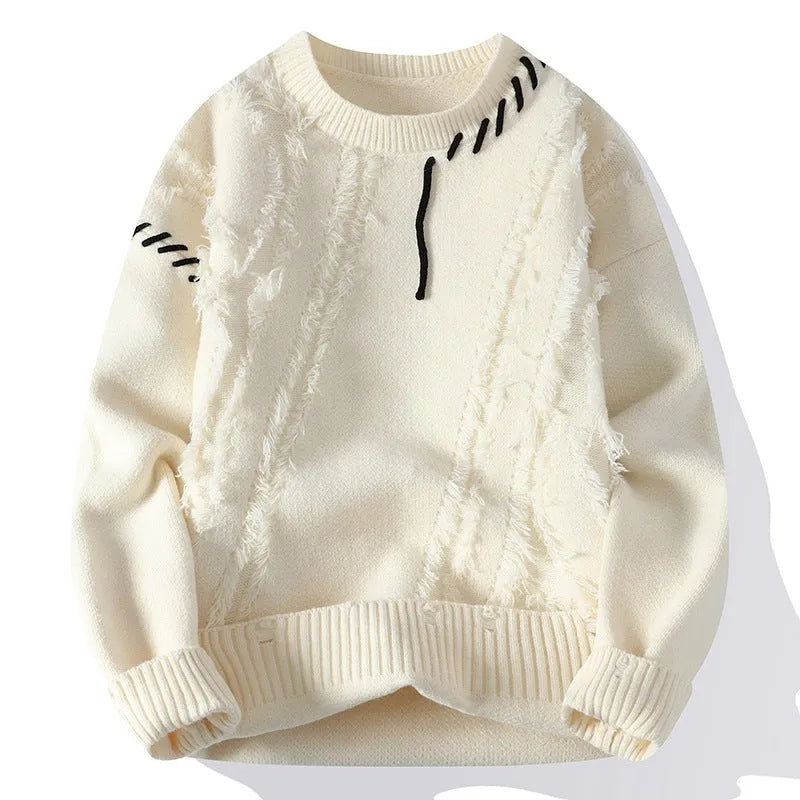 Crew neck pullover sweater in slim fit, acrylic blend, available in five colours, sizes 165 to 190, for autumn daily wear