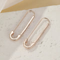 Rose gold geometric pin earrings for women, copper with inlaid zircon, asymmetric design, 1 pair