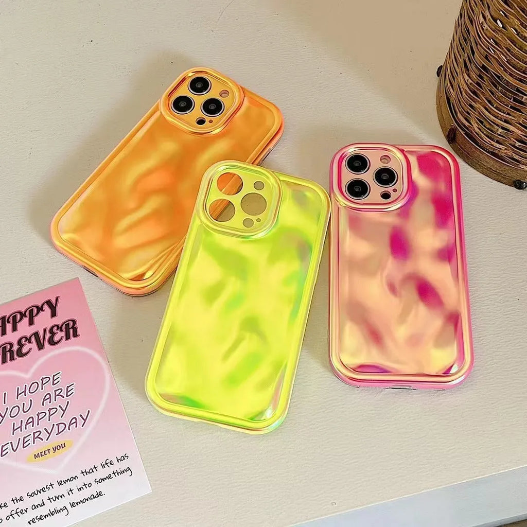 All Wrapped Creative Light meteorite pattern silicone phone case in fluorescent green for iPhone 14