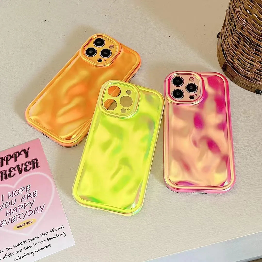All Wrapped Creative Light meteorite pattern silicone phone case in fluorescent green for iPhone 14