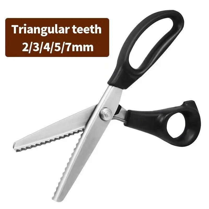 Stainless steel wave tooth saw scissors with zigzag blade for fabric cutting