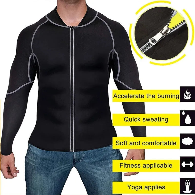 Men's neoprene stitching running suit in long sleeve and trousers set