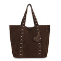 Black PU leather tote bag with double shoulder straps showing sandwich pocket and horizontal square shape
