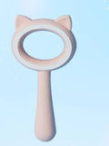 Double-sided pet hair removal brush in blue with ABS and TPR material, round shape on white background.