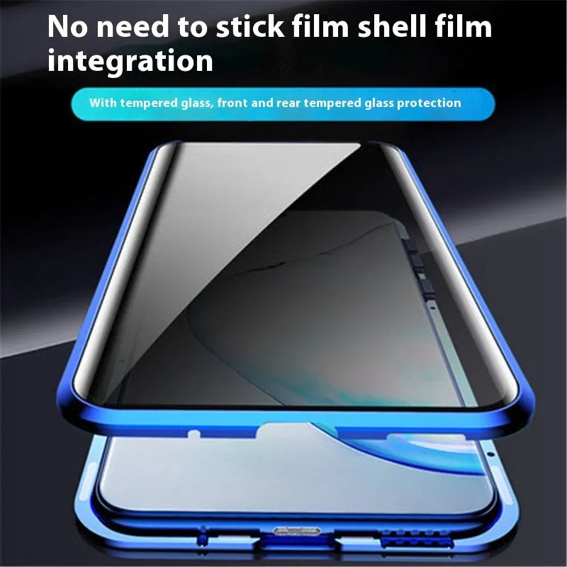 Samsung S24plus flip phone case in black with double-sided magnetic closure and metal finish