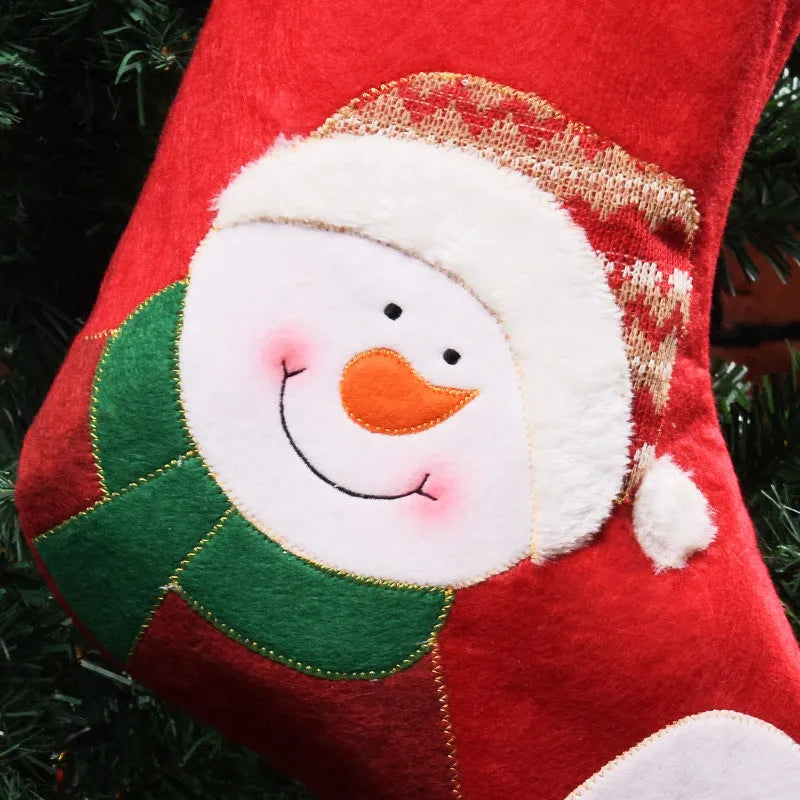Non-woven fabric Christmas stocking candy bag with elk, old man, and snowman designs