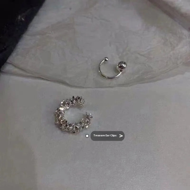 B4710 irregular frosty style ear clip double earrings for women geometric alloy